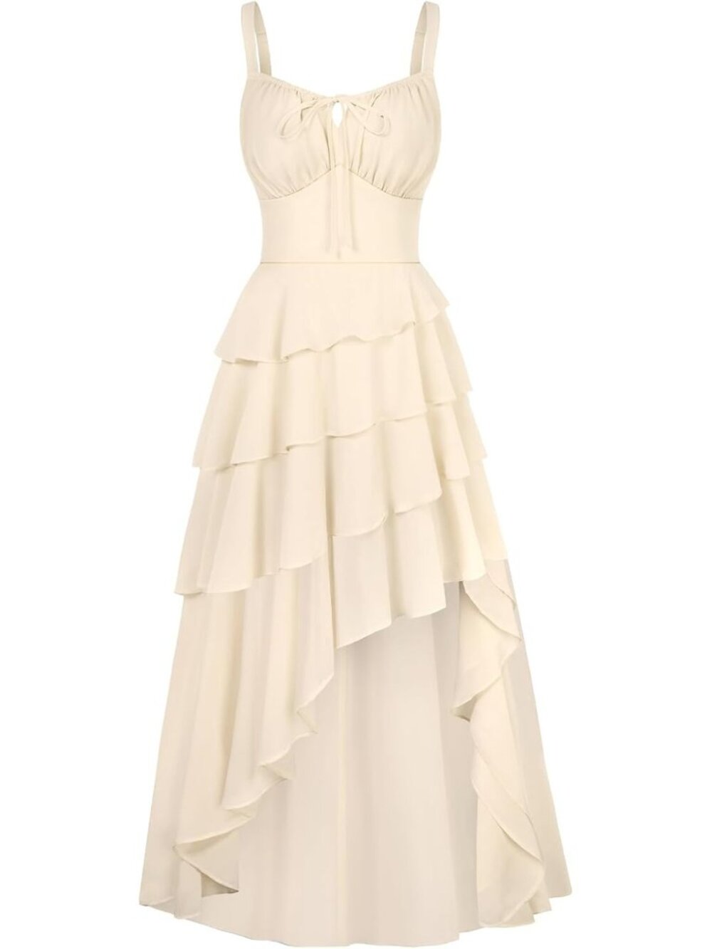 Women's Ivory Ruffled Renaissance Pirate Gothic Fairy Core Costume Dress